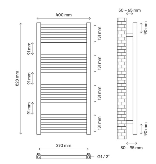 GRZEJNIK ŁAZIENKOWY BIAŁY LOYA BIAŁY 80 X 43 CM